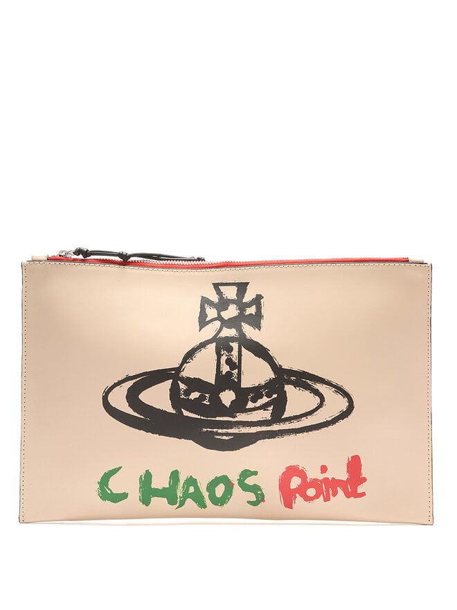 Vivienne Westwood Graphic Logo Leather Clutch