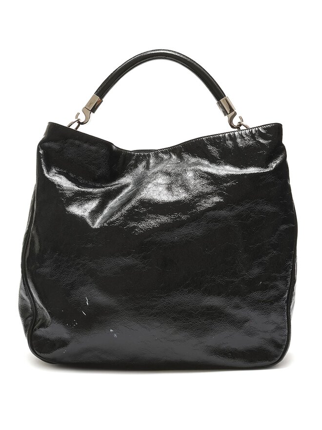 SAINT LAURENT Black Patent Leather Tote Bag