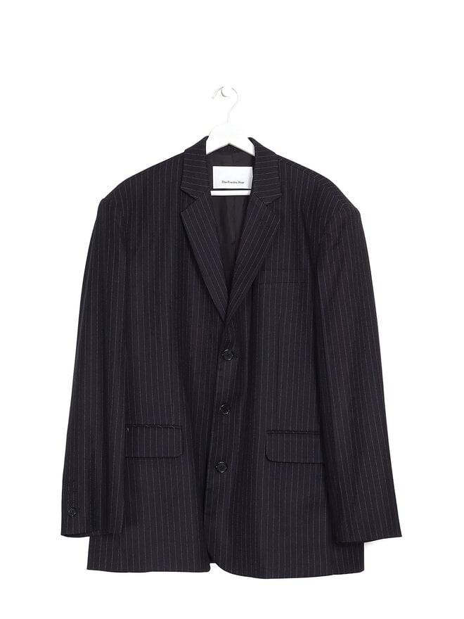 The Frankie Shop Pinstripe Blue Blazer