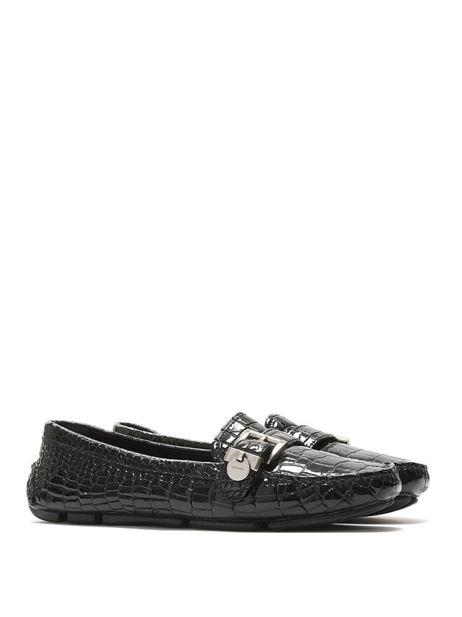 PRADA Mocassins en cuir embossé façon croco