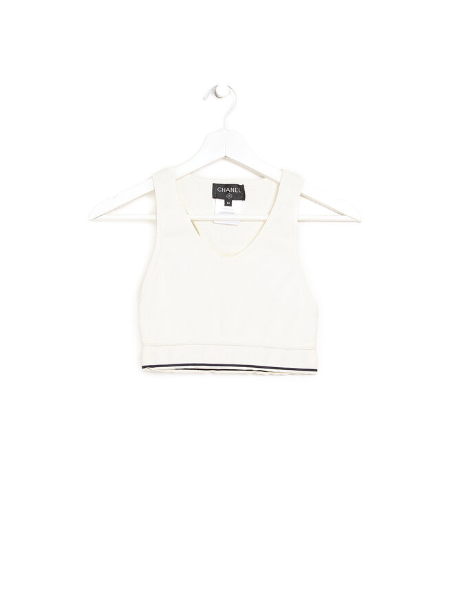 CHANEL Débardeur en Tricot Côtelé