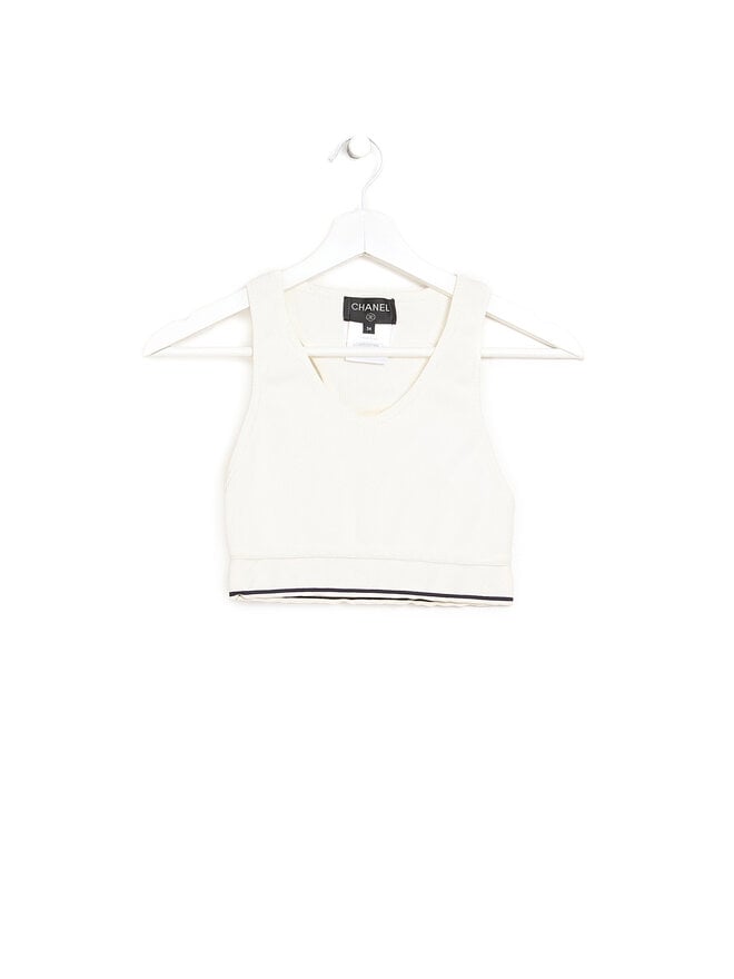 CHANEL Ribbed Knit Tank Top