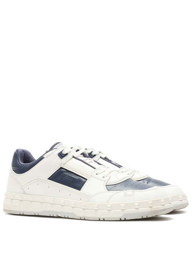 VALENTINO Valentino White & Navy Low Top Studded Sneakers