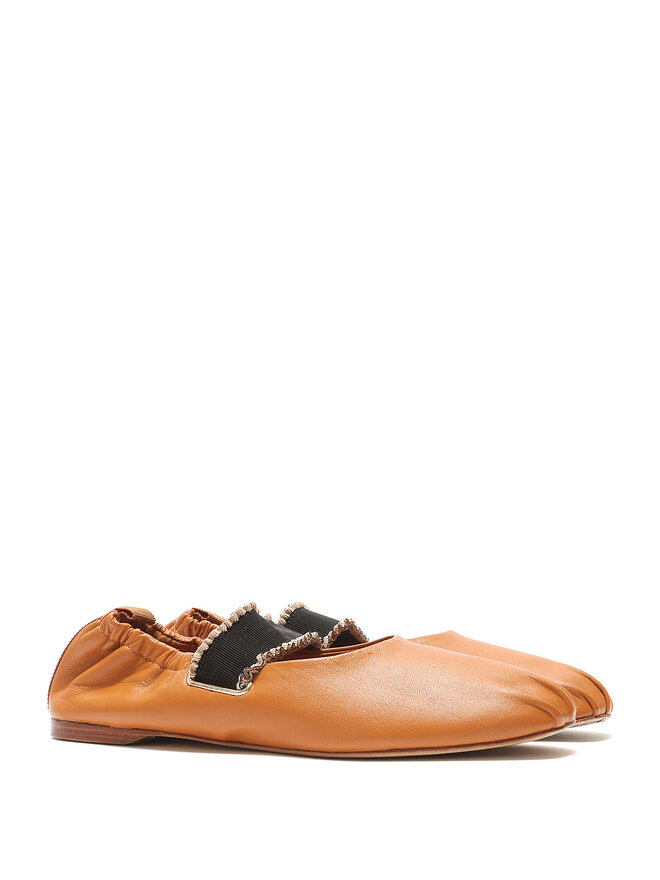 ULLA JOHNSON Brown Leather Ballet Flats