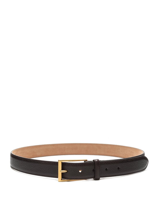GUCCI Gucci Leather Belt with Gold Buckle