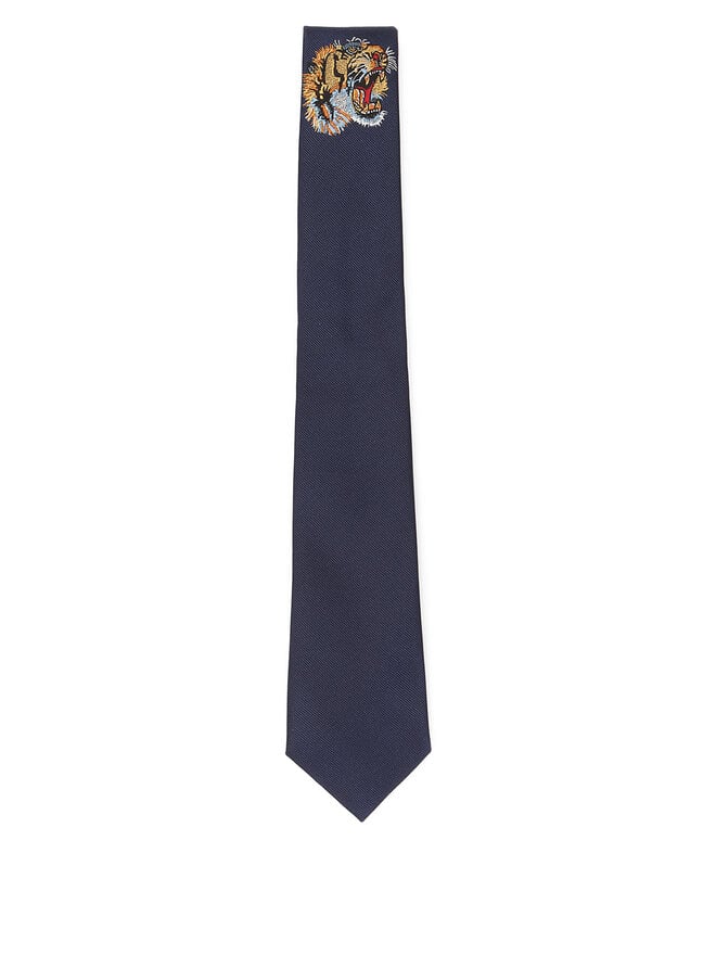 GUCCI Cravate en soie avec motif tigre