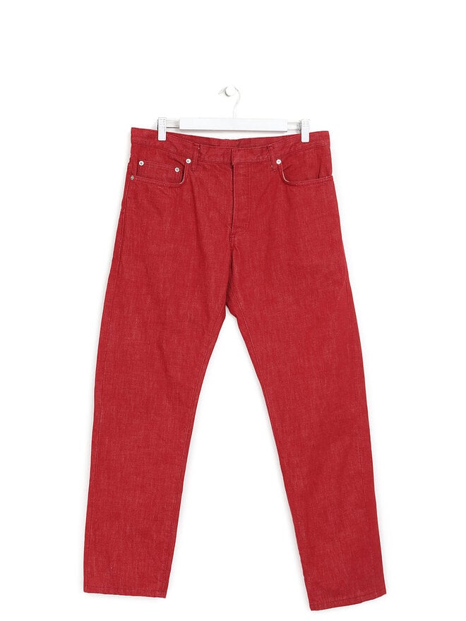 DIOR Jean en Denim Rouge à Jambe Fuselée