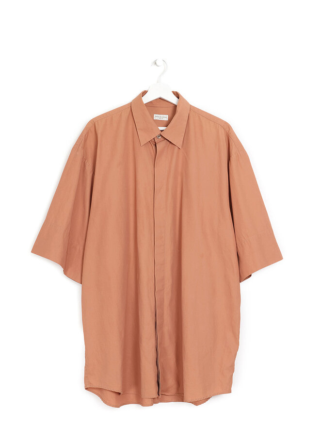 DRIES VAN NOTEN Orange Short Sleeve Cotton Shirt