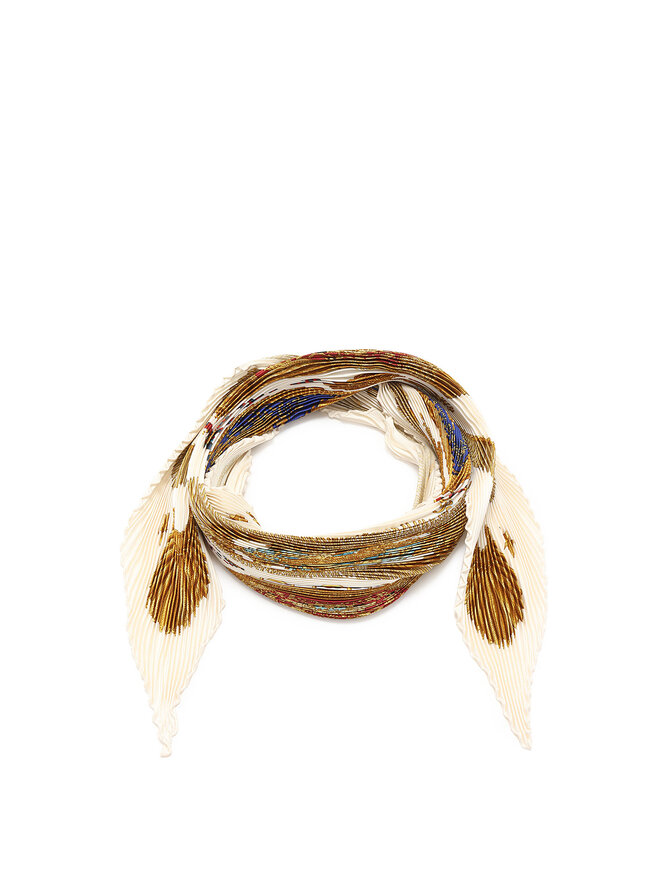 HERMÈS Poste et Cavalerie Pleated Silk Scarf