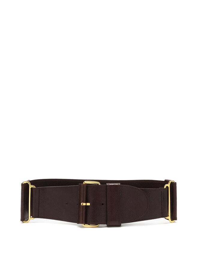 Oscar de la Renta Gold Loop Leather Belt