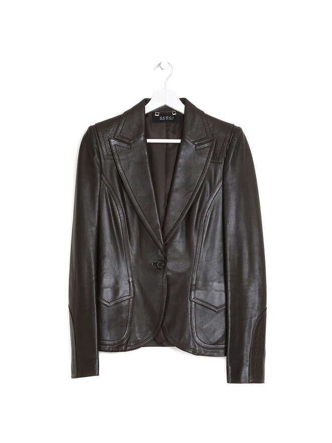 GUCCI Black Leather Blazer