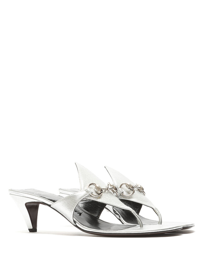 GUCCI Sandales en cuir métallisé à mors