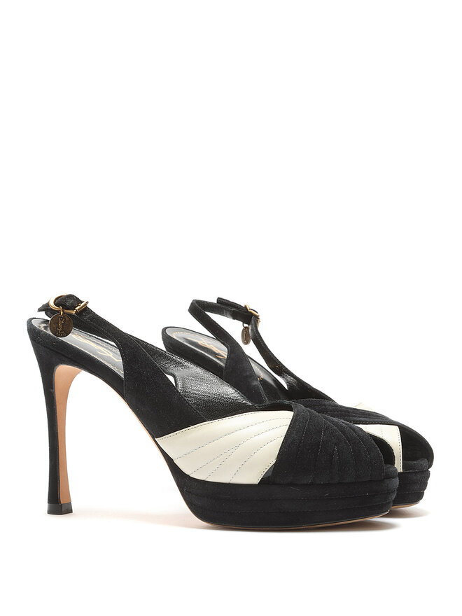 Yves Saint Laurent Rive Gauche Talons Slingback Bicolores à Bout Ouvert