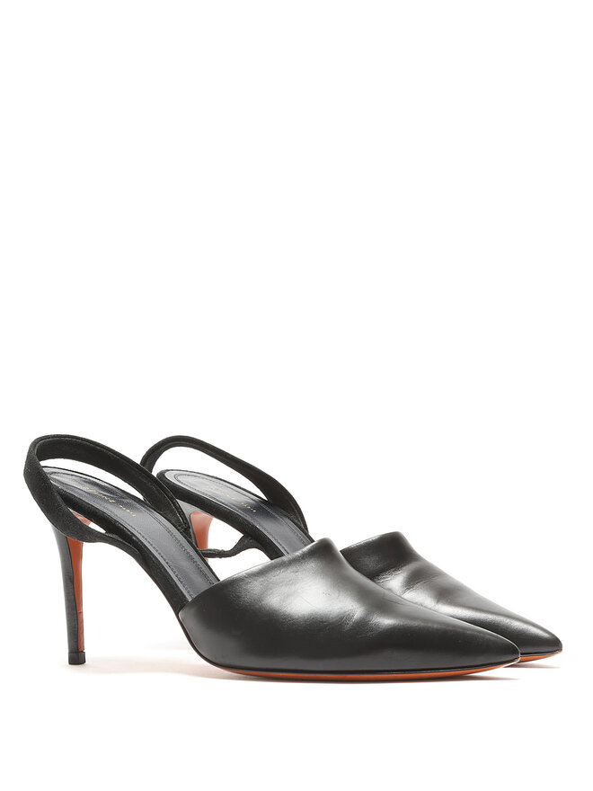 CELINE Escarpins en cuir noir à bout pointu