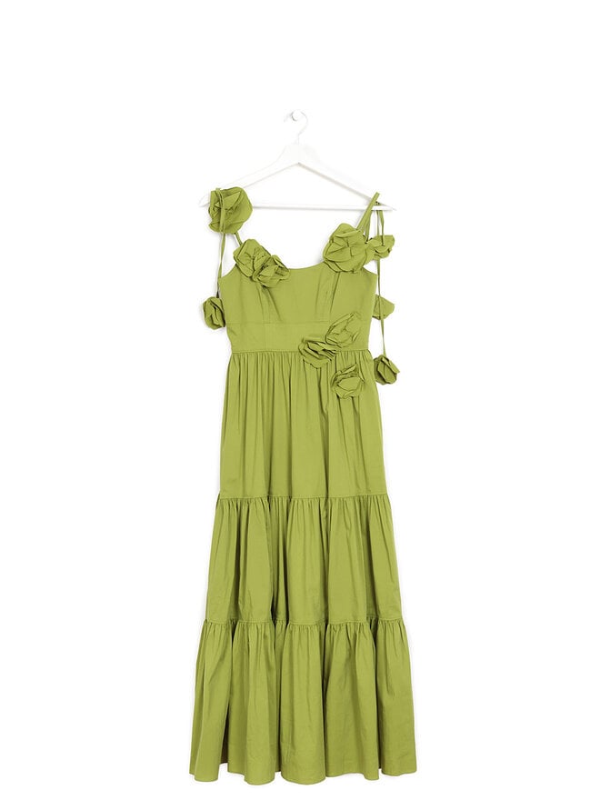 Cinq à Sept Robe verte à motifs floraux sans manches