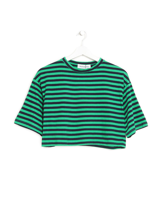 The Frankie Shop Green Striped Cropped T-shirt