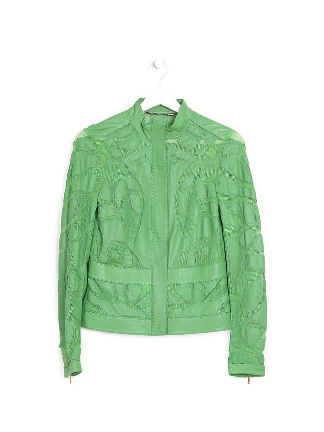 ESCADA Abstract Pattern Leather Jacket