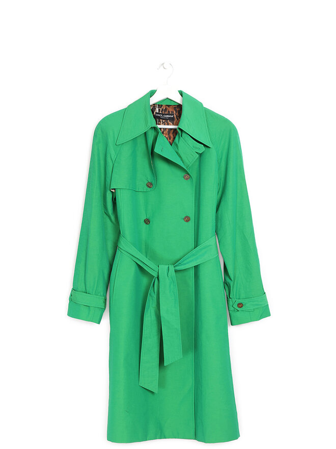 Dolce & Gabbana Double-Breasted Green Trench Coat