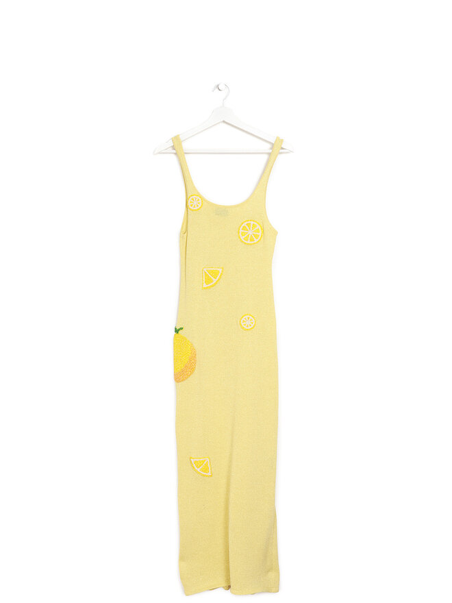 Leslie Amon Sleeveless Yellow Midi Dress