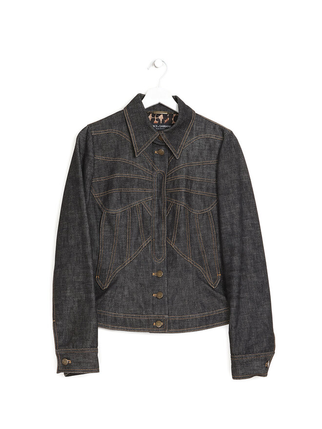 Dolce & Gabbana Denim Jacket with Leopard Print Lining