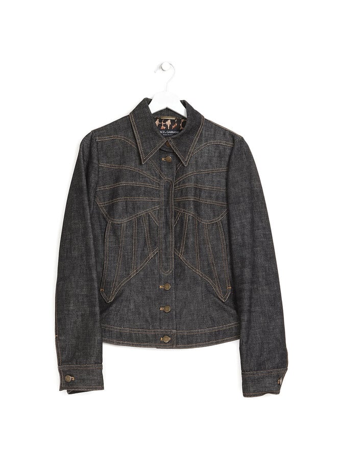 Dolce & Gabbana Veston en Denim à Doublure Imprimé Léopard