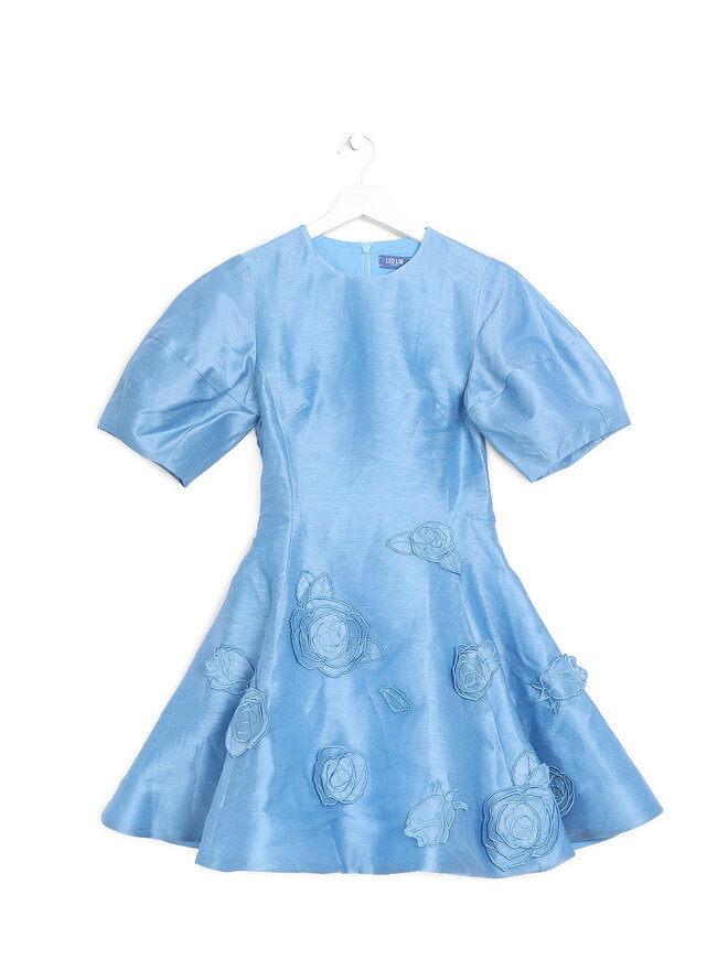 Leo Lin Puff Sleeve Blue Dress