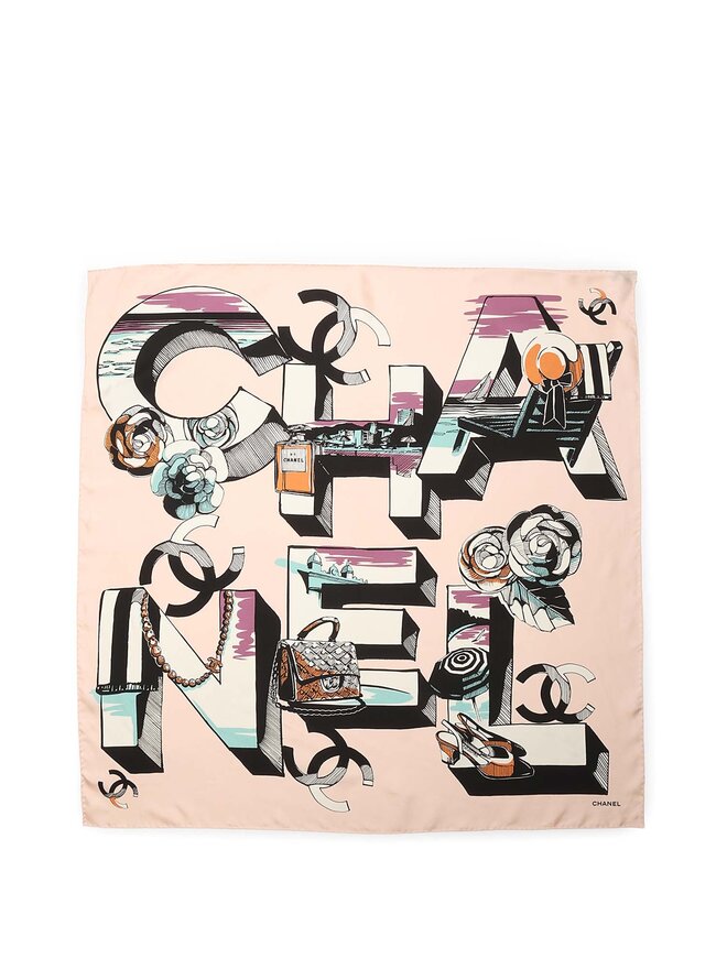 CHANEL Foulard Carré en Soie Imprimé