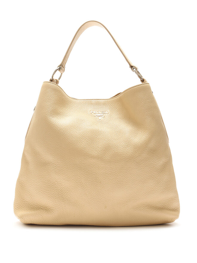 PRADA Sac Hobo en Cuir Grainé
