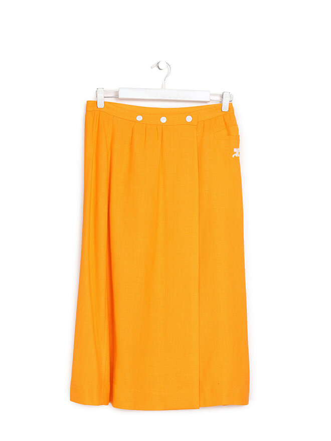 Courrèges Orange Mid-Length Skirt with Logo