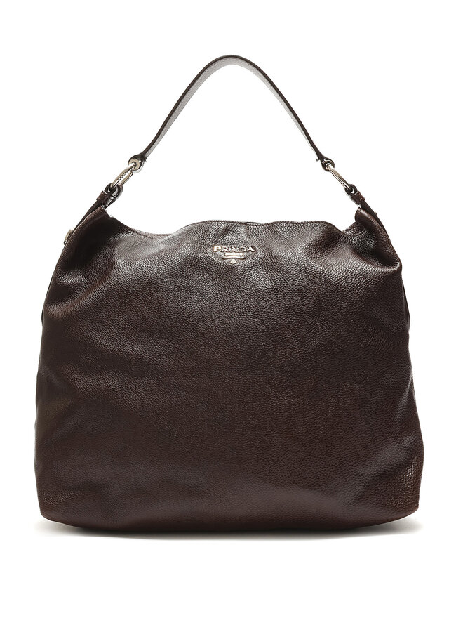 PRADA Sac Hobo en Cuir Grainé