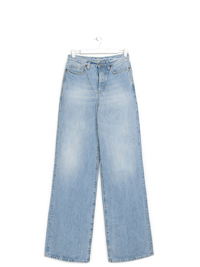 SAINT LAURENT Jean à Jambe Large Délavé Bleu