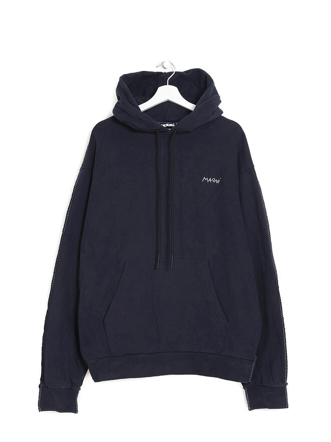 MARNI Hoodie en Coton Bleu et Noir