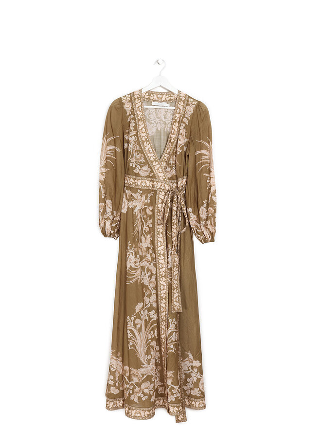 ZIMMERMANN Green Floral Tie-Front Dress