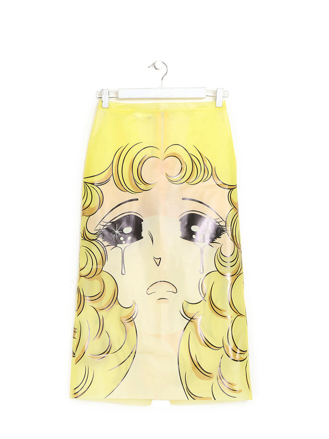Pushbutton Graphic Print Midi Skirt