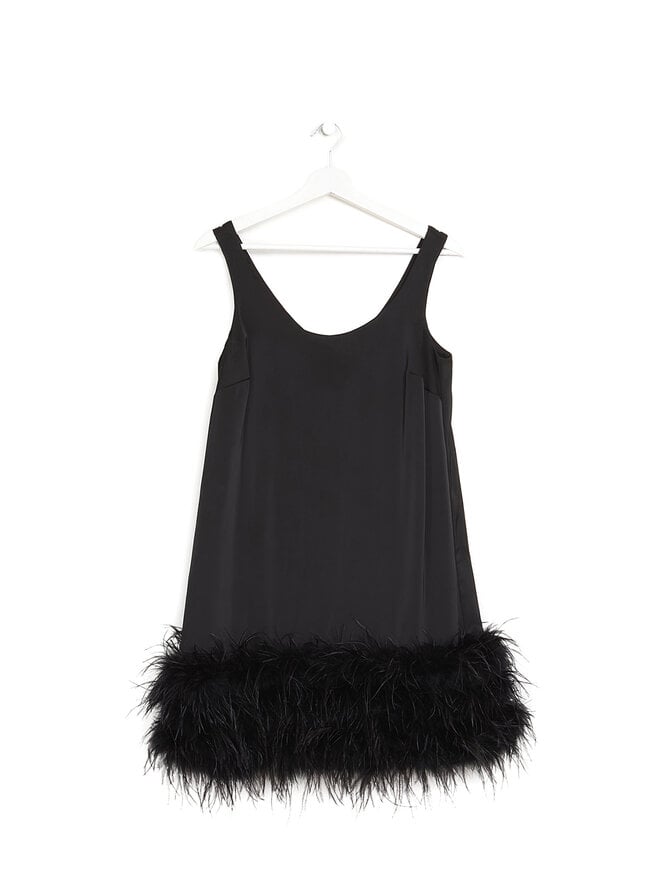 NADINE MERABI Feather Hem Mini Dress