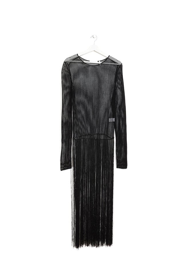 HELMUT LANG Mesh Knit Black Midi Dress