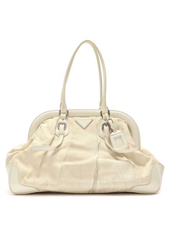 PRADA Canvas and Leather Tote Bag