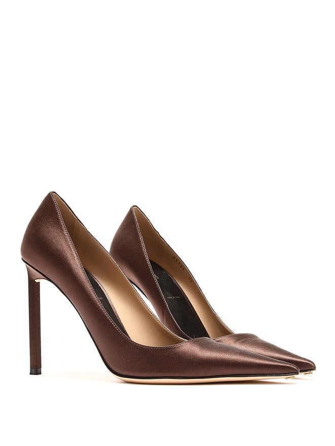 TOM FORD Brown Satin High-Heel Pumps