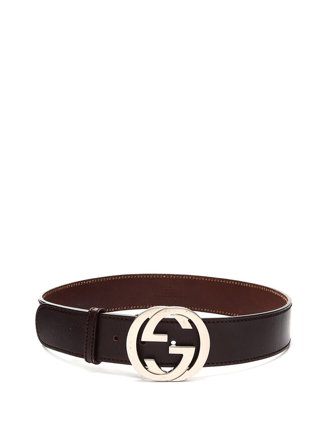 GUCCI Ceinture en cuir avec boucle G entrelacé