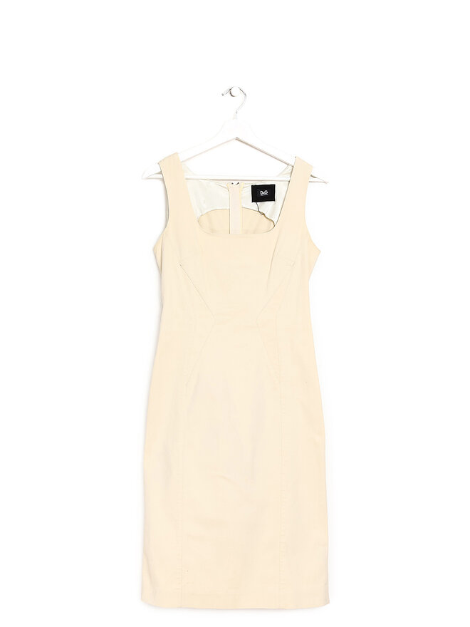 D&G DOLCE & GABBANA Robe Sans Manches Ivoire