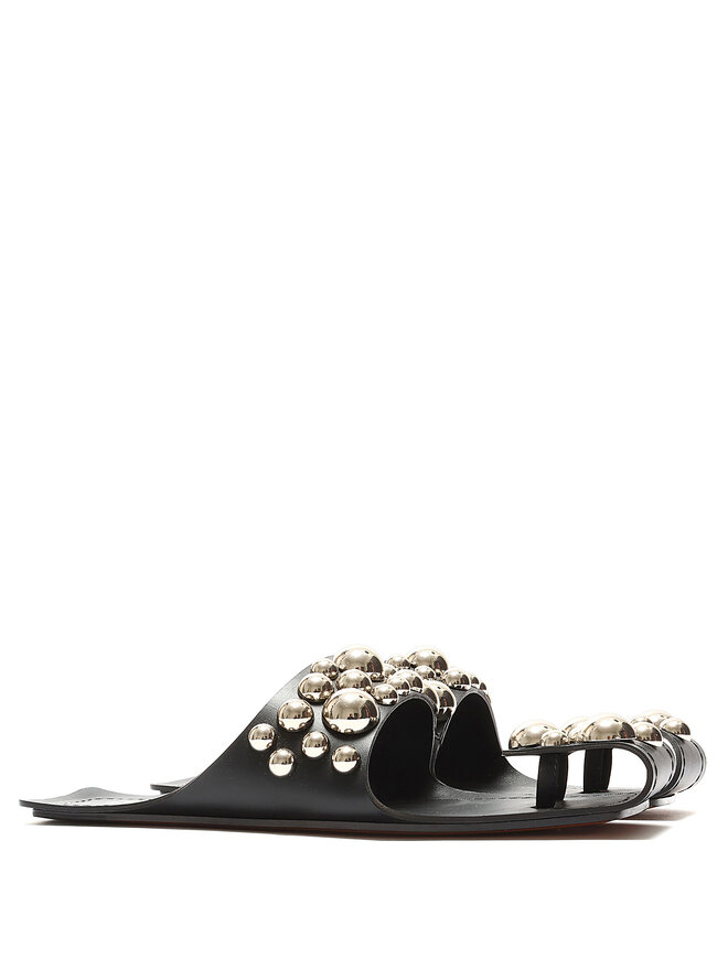 ALAÏA Strass Embellished Leather Sandals