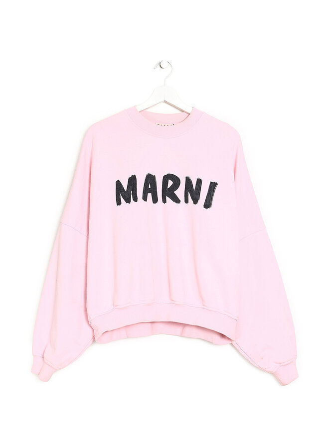 MARNI Sweat en coton rose à logo imprimé