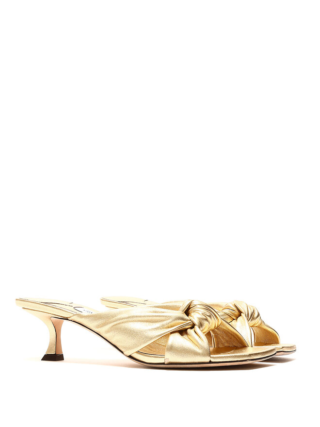 JIMMY CHOO Avenue 50 Metallic Bow Mules