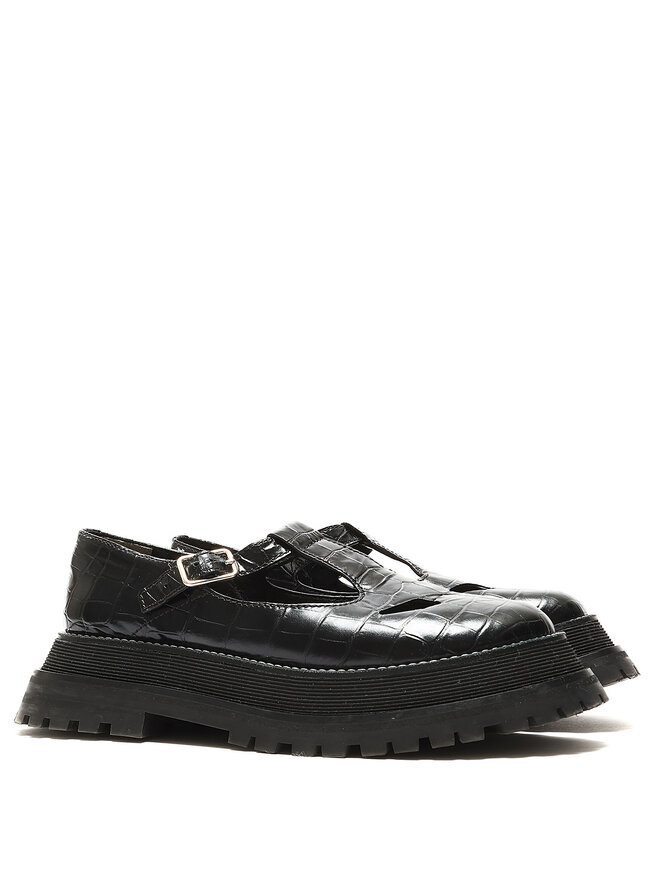 BURBERRY Crocodile-Effect Mary Jane Flats