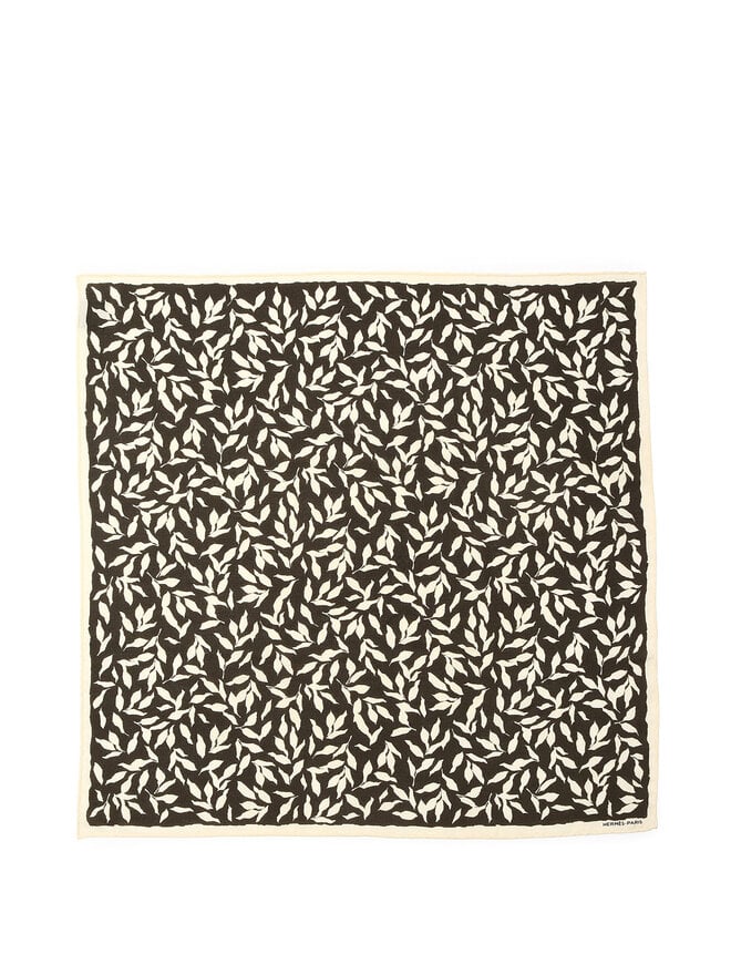 HERMÈS Hermès Leaf Pattern Cashmere Silk Scarf
