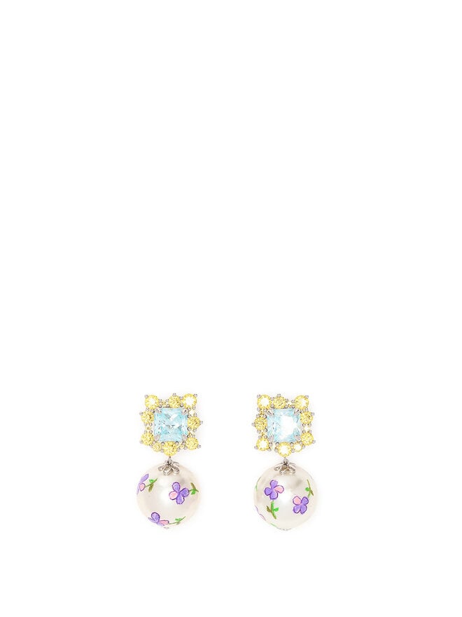 YVMIN x SHUSHU/TONG Boucles d'oreilles à strass floraux et perles