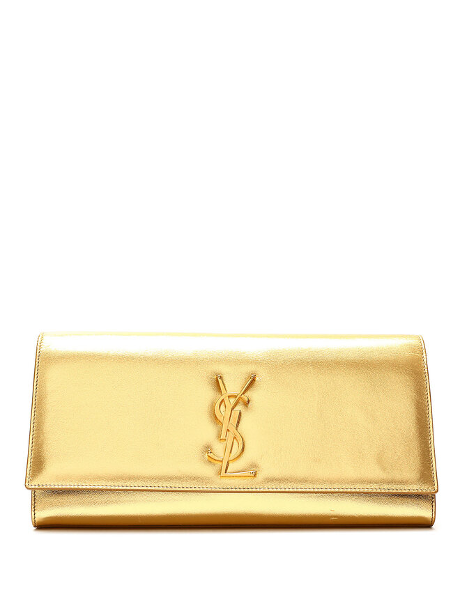 SAINT LAURENT Pochette en Cuir Doré Belle De Jour