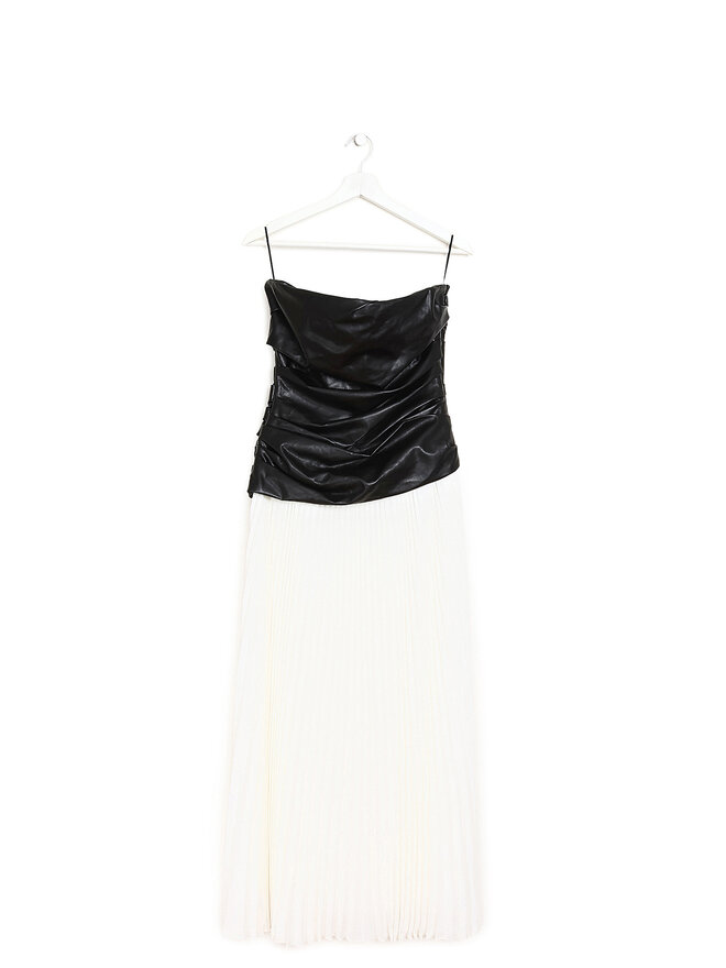 SIMKHAI Strapless Faux Leather Midi Dress