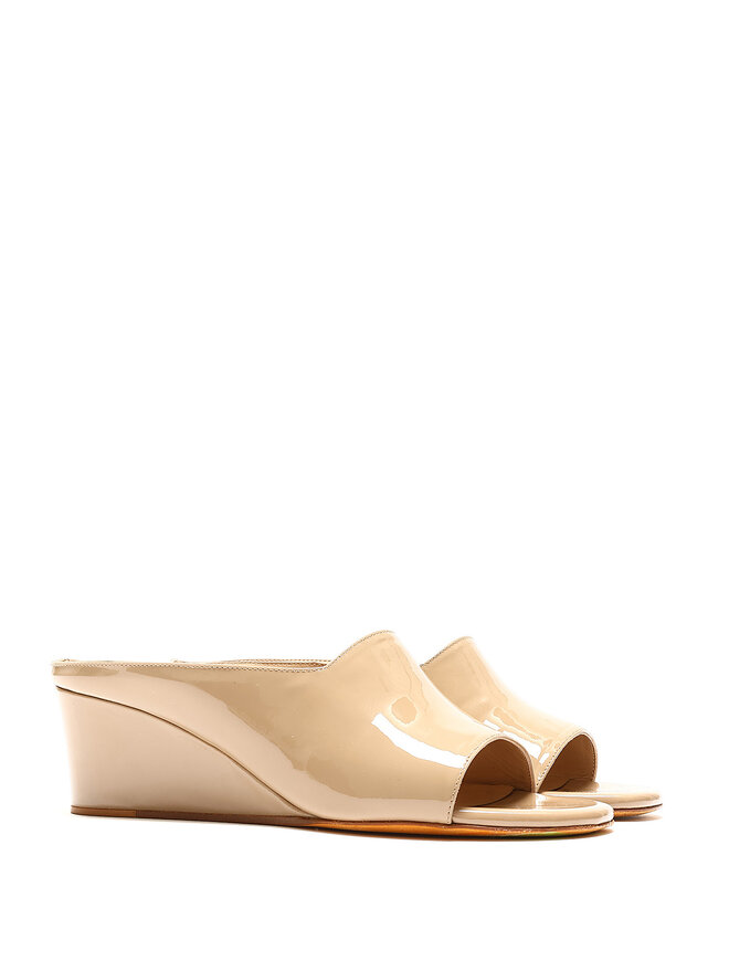 MARYAM NASSIR ZADEH Beige Patent Leather Mules