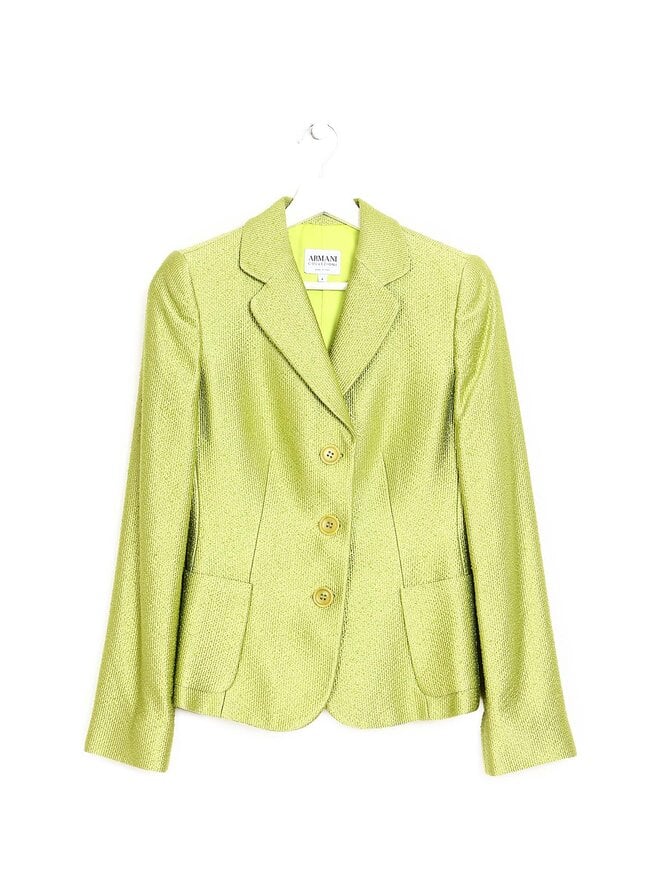 Armani Collezioni Blazer en Laine et Soie Vert